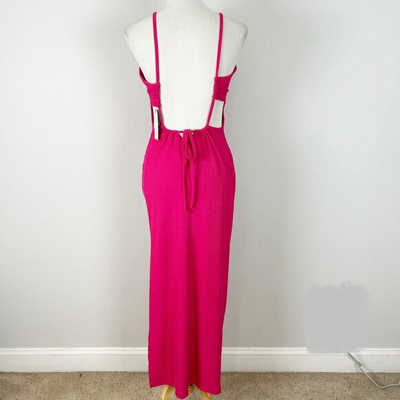 NEW Earthbound Pink Ribbed Maxi Dress Open Back Women's - Picture 3 of 4